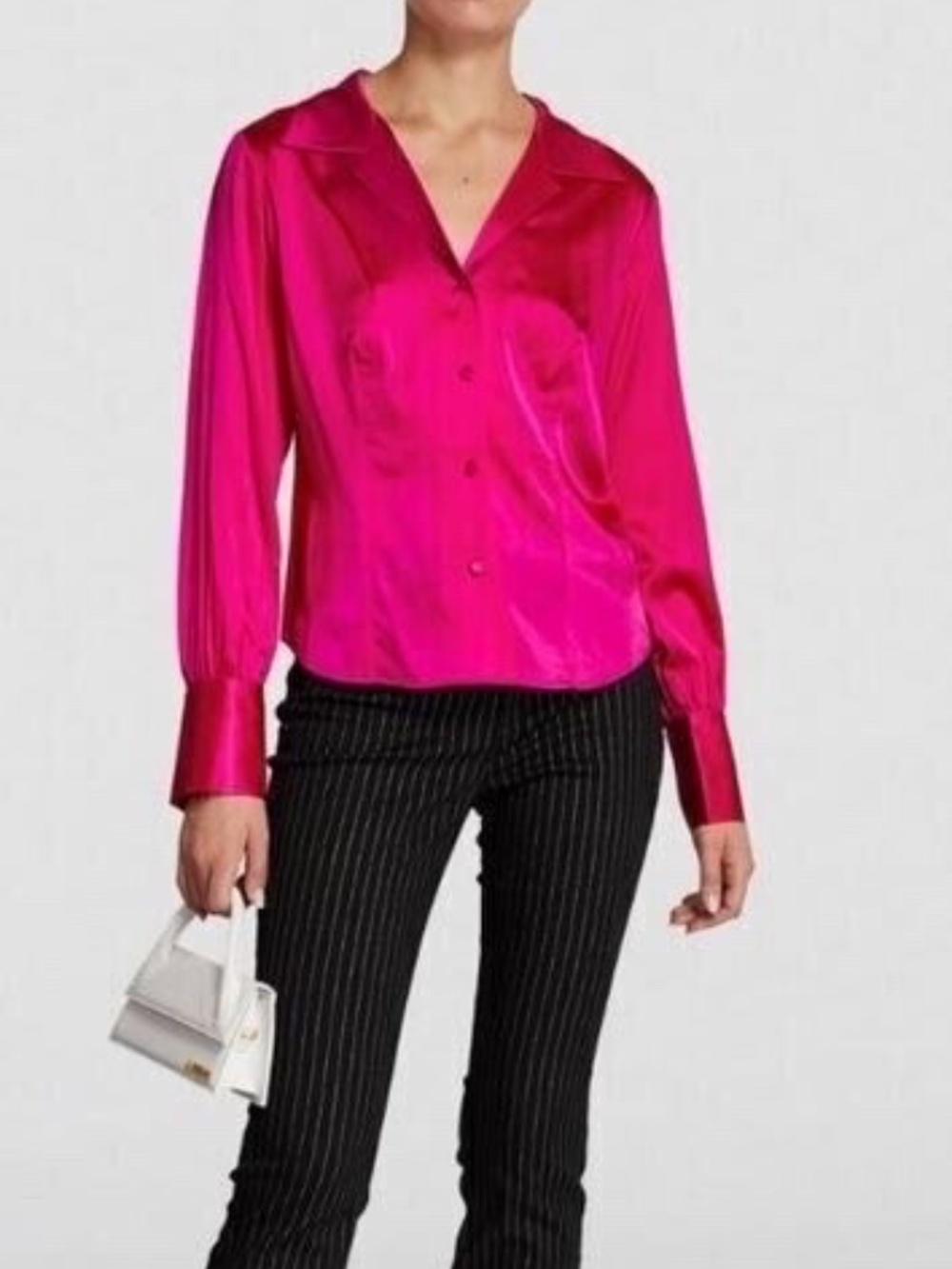 $398 Unworn Frame Silk Femme Shirt in Magenta - Picture 2 of 13